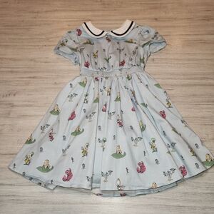 Disney Alice In Wonderland Collared Dress Girls Blue Character Print Size 7/8 C5